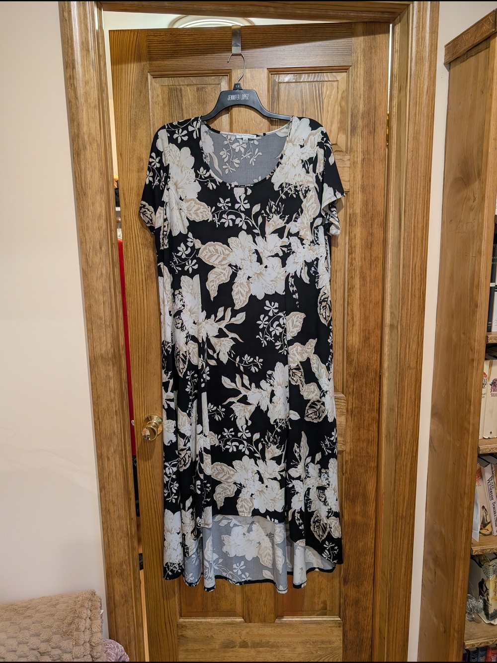 Notations Black Maxi Dress with Cream Floral Print